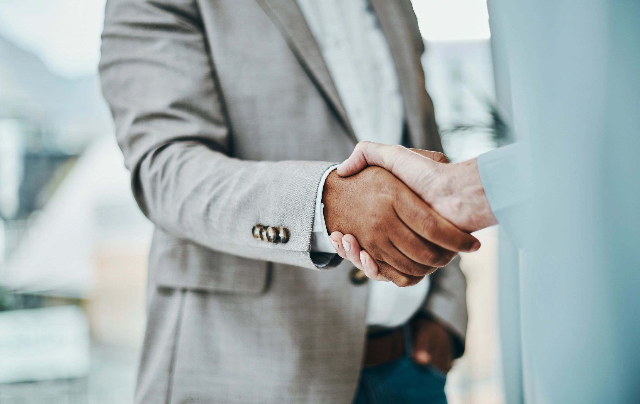 Business handshake representing a successful transaction
